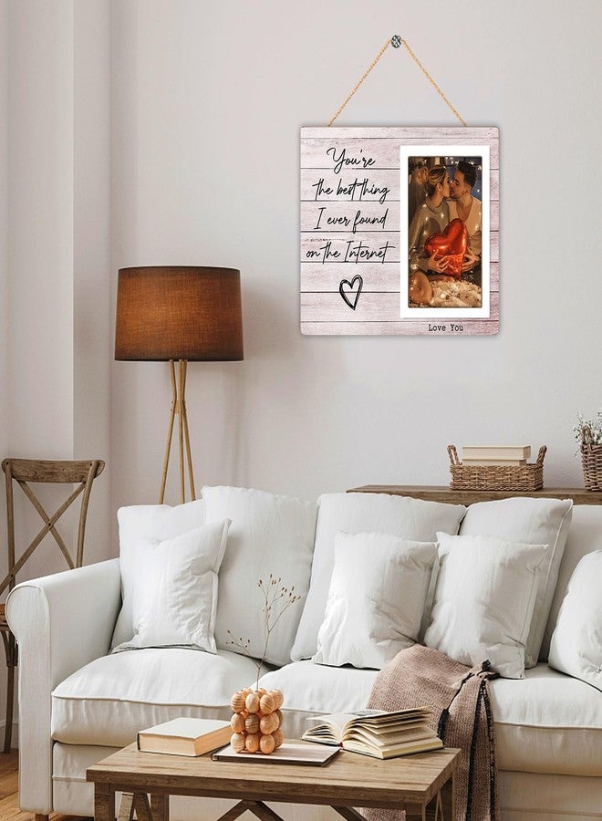 Itsoly You're The Best Thing I've Ever Found On The Internet Picture Frame, Birthday Valentine Gifts For Relationship Couple Husband Wife Lovers, Valentines, Couples Wooden Photo Frames - Image 4